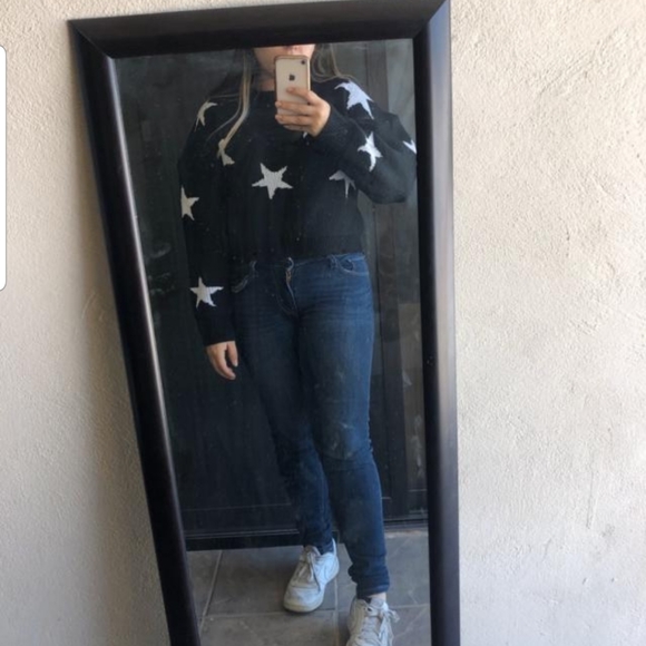 💙 ZAFUL Star Drop Shoulder Jumper Sweater - Red Wine - Picture 3 of 6